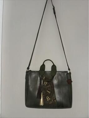 Boho Handmade Olive  Leather Bag From Egypt, The Manu Line, Tote/Crossbody